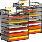 GoldOrcle 8 Tier Paper Letter Tray Organizer with Handles, Mesh Desk File Holder Storage Organization for Office School Desktop